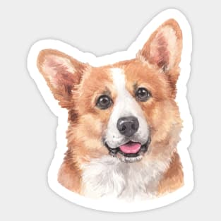 Cute Pembroke Welsh Corgi Watercolor Art Sticker